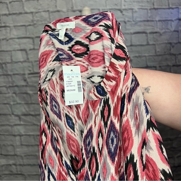 Maurice’s Atwood Geo Print 3/4 Sleeve Popover Blouse - Picture 4 of 4